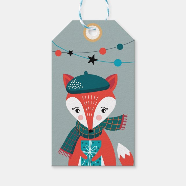 Weihnachtsfox Geschenkanhänger (Vorderseite)