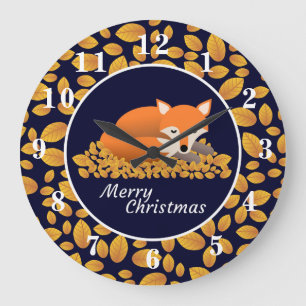 Weihnachtsfox Große Wanduhr