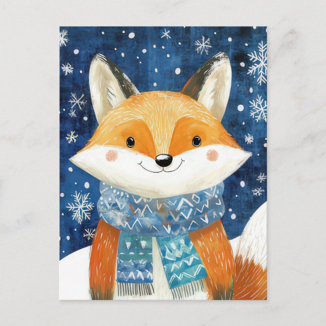 Weihnachtsfox-Grußkarte Postkarte (Vorderseite)