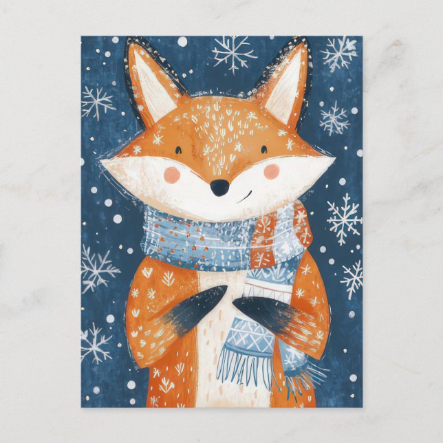 Weihnachtsfox-Grußkarte Postkarte (Vorderseite)