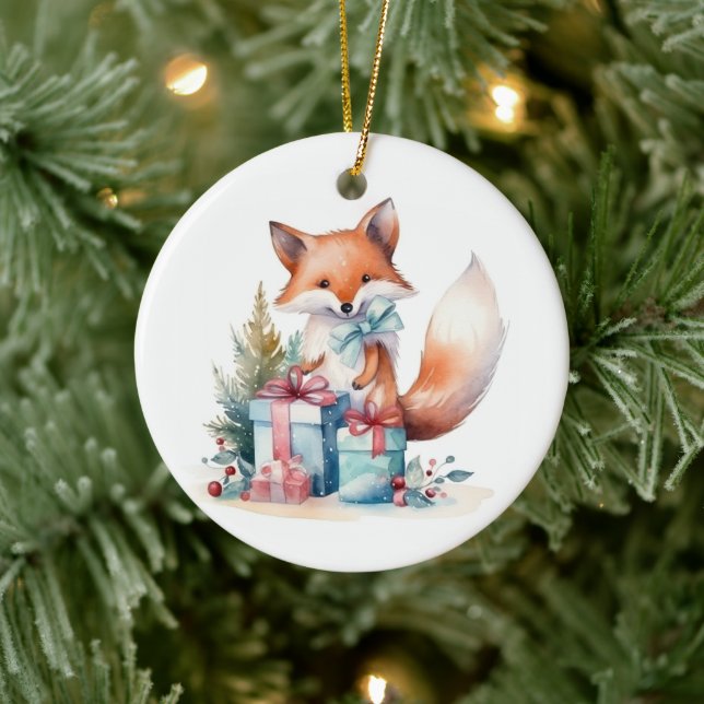 Weihnachtsfox Keramik Ornament (Baum)