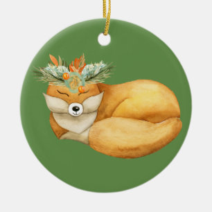 Weihnachtsfox Keramik Ornament