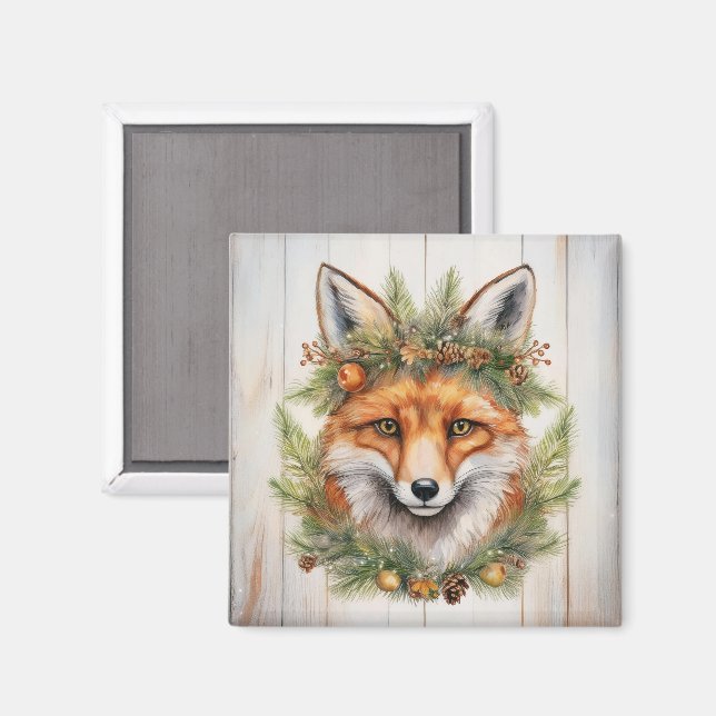 Weihnachtsfox Magnet (Vorderseite/Rückseite)