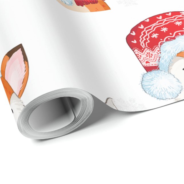 Weihnachtsfox mit Lila Geschenk Geschenkpapier (Rolleneckpunkt)