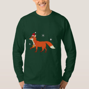WeihnachtsFox mit Weihnachtsmannmütze und T-Shirt