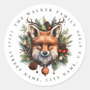 Weihnachtsfox-Round-Stickers Runder Aufkleber