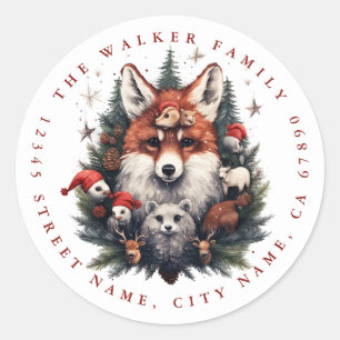 Weihnachtsfox-Round-Stickers Runder Aufkleber
