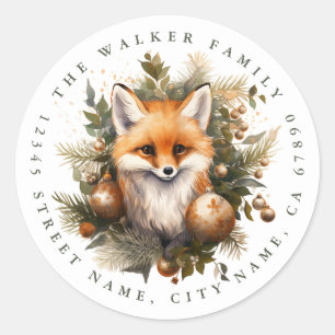 Weihnachtsfox-Round-Stickers Runder Aufkleber