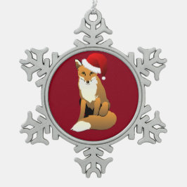 Weihnachtsfox Schneeflocken Zinn-Ornament