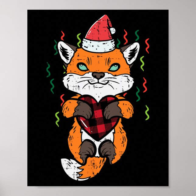 Weihnachtsfox Weihnachtsmann Mädchen Jungen Kinder Poster (Vorne)