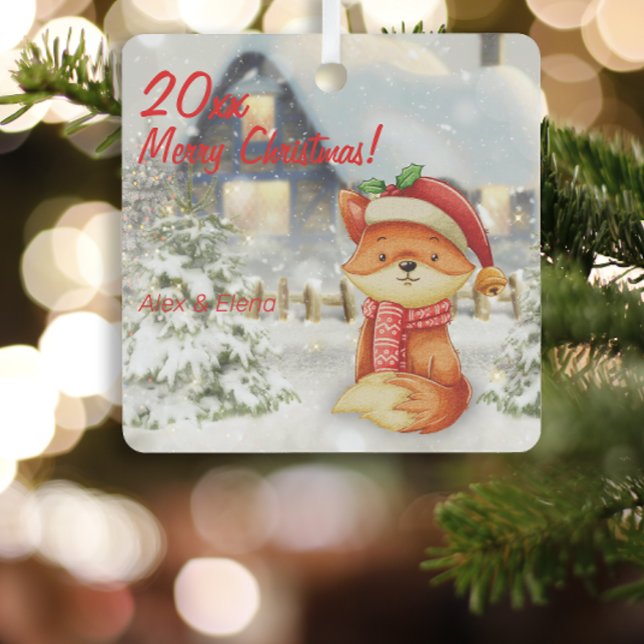 Weihnachtsfoxhaus Metal Square Ornament (Von Creator hochgeladen)