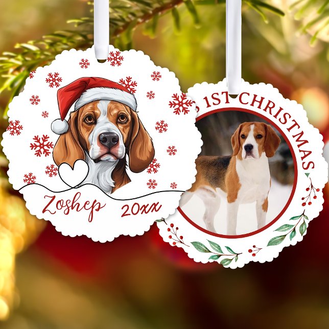 Weihnachtsfoxhund Hund Personalisiert Ornament Karte (Von Creator hochgeladen)