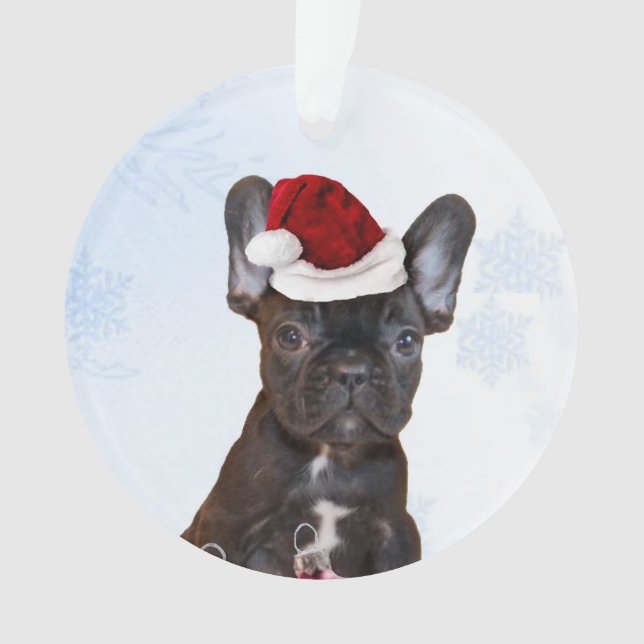 Weihnachtsfranzösische Bulldogge Ornament (Vorderseite)