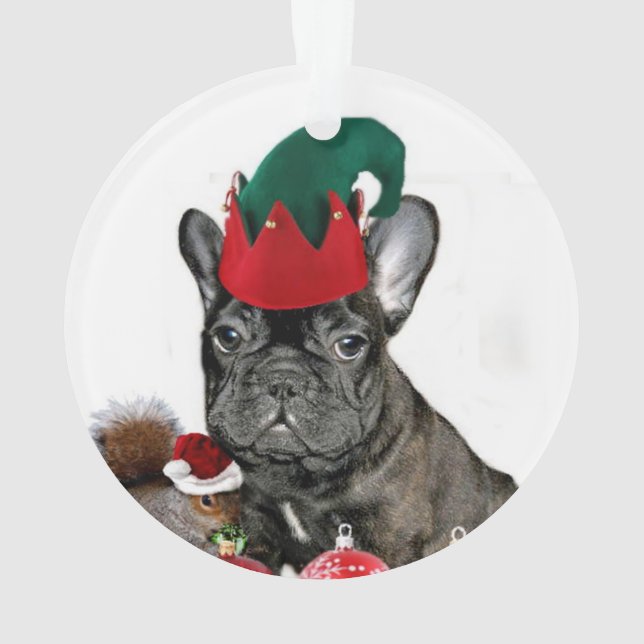 Weihnachtsfranzösische Bulldogge Ornament (Rückseite)