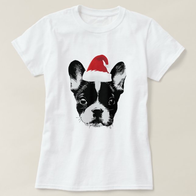 Weihnachtsfranzösische Bulldogge Sankt Frenchie T-Shirt (Design vorne)