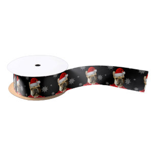 Weihnachtsfranzösische Bulldoggen-Satin-Band Satinband