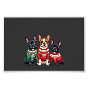 Weihnachtsfranzösische Bulldoggen Xmas Franzose Hu Fotodruck