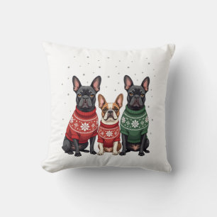 Weihnachtsfranzösische Bulldoggen Xmas Französisch Kissen