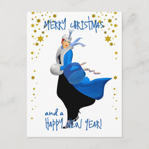 Weihnachtsfrau Frohe Weihnachtsgrüße Postkarte