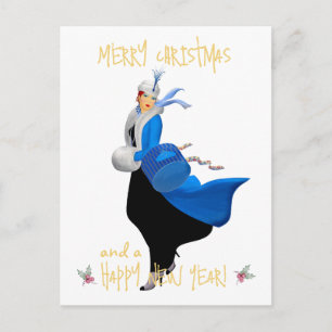 Weihnachtsfrau Frohe Weihnachtsgrüße Postkarte