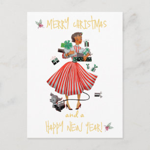 Weihnachtsfrau Frohe Weihnachtsgrüße Postkarte