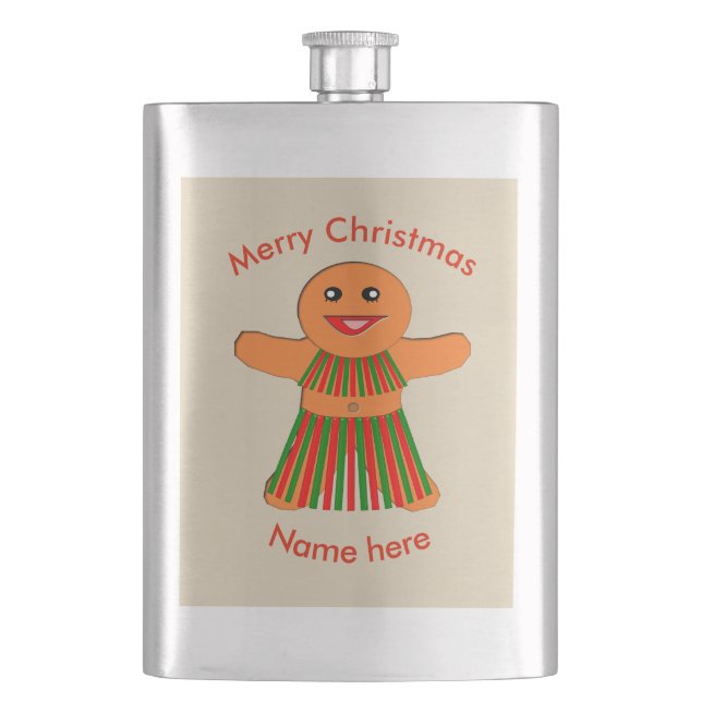 Weihnachtsfrau Party Gingerbread Flachmann (Vorderseite)