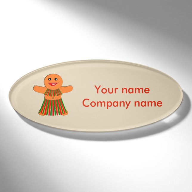 Weihnachtsfrau Party Gingerbread Namenschild (Vorderseite)