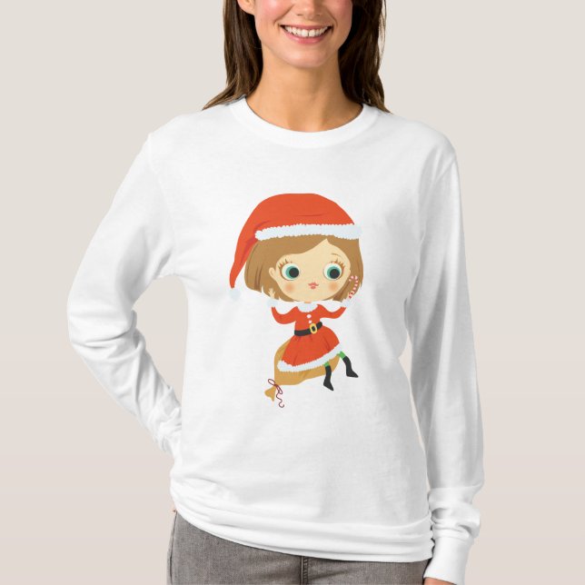 Weihnachtsfrau PJs T-Shirt (Vorderseite)