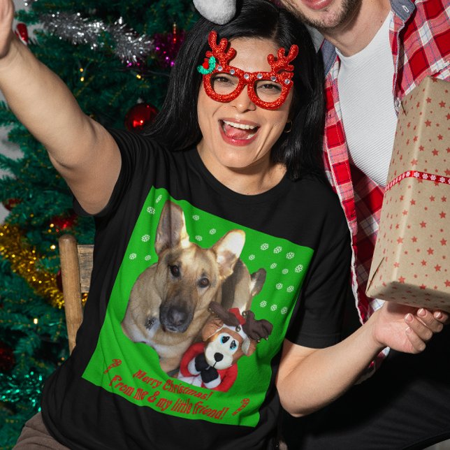 Weihnachtsfrau T-Shirt (Christmas German Shepherd Dog & Reindeer Women's T-Shirt)