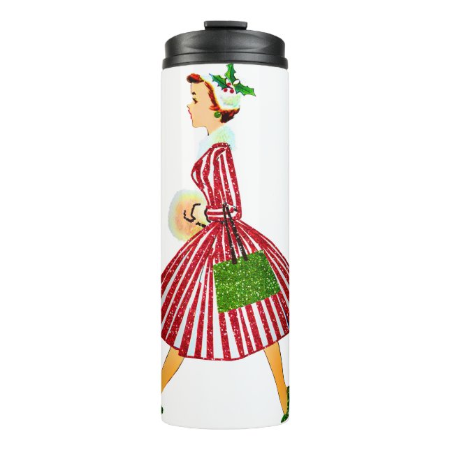 Weihnachtsfrau Thermosbecher (Vorderseite)
