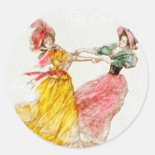 Weihnachtsfrauentanz (1900) runder aufkleber