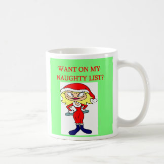 Weihnachtsfrecher Listenmädchen-Weihnachtswitz, Kaffeetasse