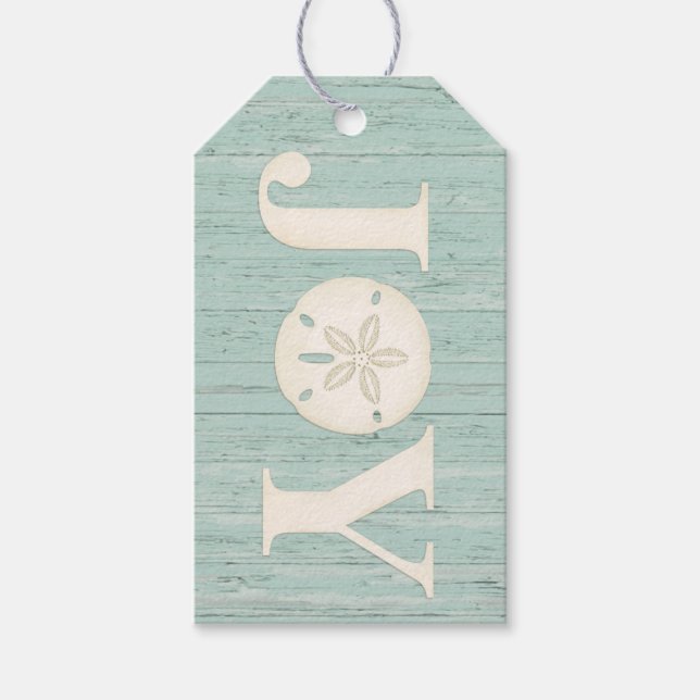 Weihnachtsfreude an der Küste Sand Dollar Geschenkanhänger (Vorderseite)