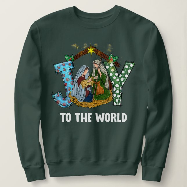 Weihnachtsfreude an der Welt Baby Jesus Religious  Sweatshirt (Design vorne)