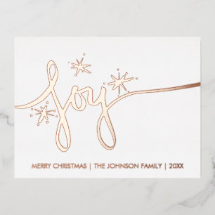 Weihnachtsfreude Blush Hand Lettering Geprägte Fol Folien Feiertagspostkarte