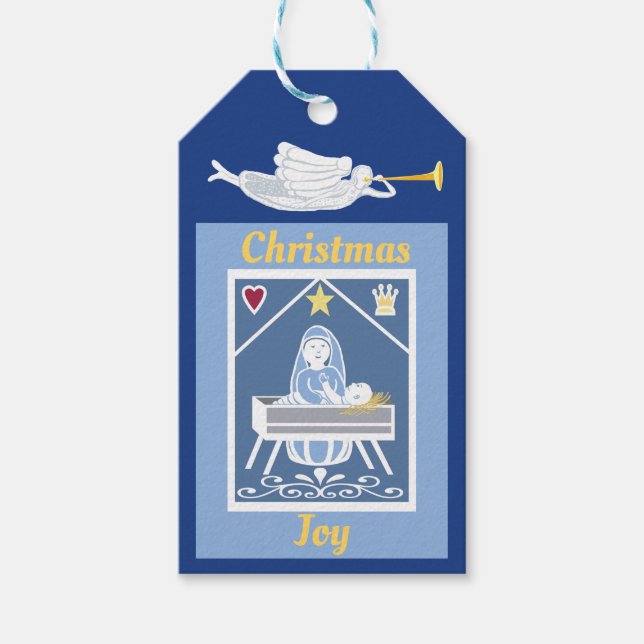 Weihnachtsfreude Christliche Krippe Geschenkanhänger (Vorderseite)