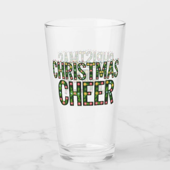 Weihnachtsfreude Christmas-Typografie Glas (Vorderseite)