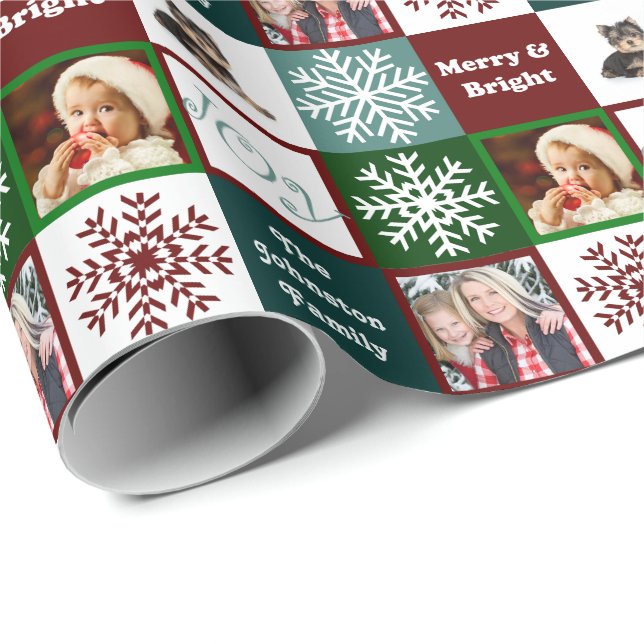 Weihnachtsfreude-Familien-Foto-Winter-Eleganz Geschenkpapier (Rolleneckpunkt)