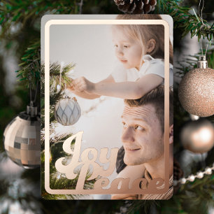 Weihnachtsfreude Frieden Erinnerungsfoto Roségold Folien Feiertagskarte