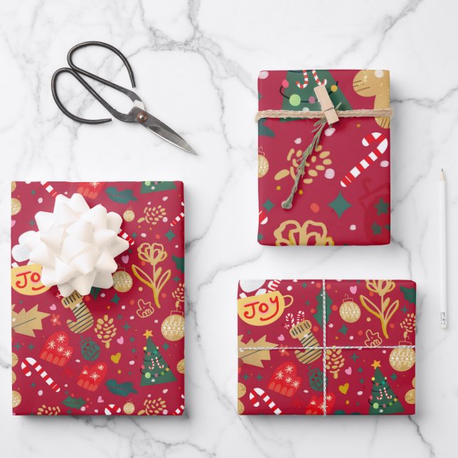Weihnachtsfreude Geschenkpapier Set (Vorderseite)