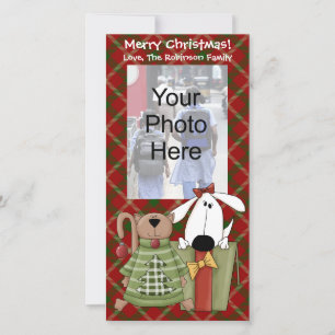 Weihnachtsfreude, Hund & Katze Custom Foto Cards, Feiertagskarte