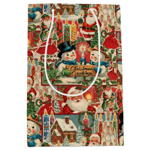 Weihnachtsfreude im Stil der Mitte des 20. Jahrhun Mittlere Geschenktüte