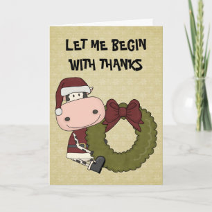 Weihnachtsfreude - Kuh danken Ihnen Feiertagskarte