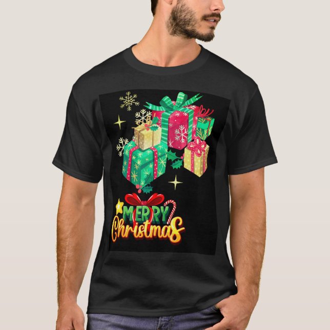 Weihnachtsfreude: Lebhafte Geschenke und Merry Che T-Shirt (Vorderseite)