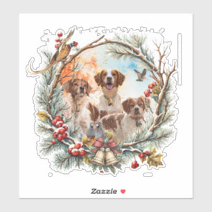 Weihnachtsfreude mit einem Brittany Spaniel Aufkleber