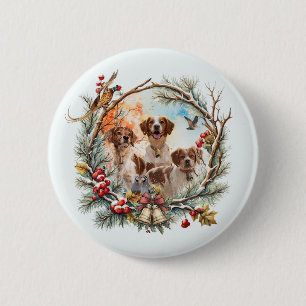 Weihnachtsfreude mit einem Brittany Spaniel Button