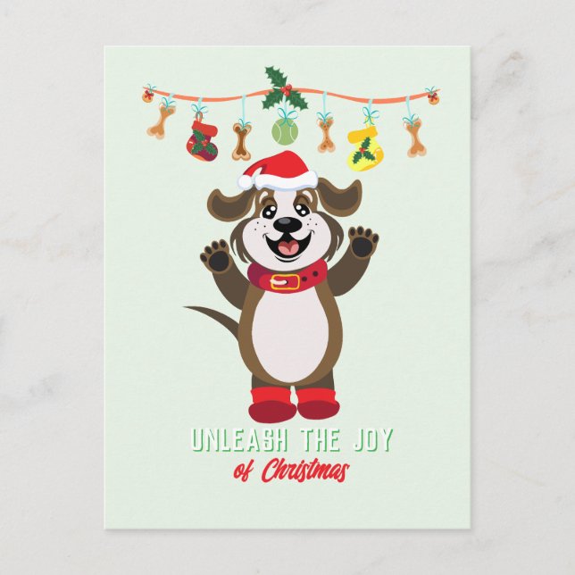 Weihnachtsfreude mit Hund freisetzen - Postkarte (Vorderseite)