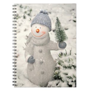 Weihnachtsfreude mit lächelndem Schneemann Notizblock
