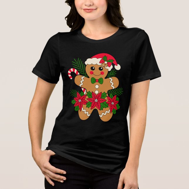 Weihnachtsfreude mit Lebkuchen Tri-Blend Shirt (Vorderseite)