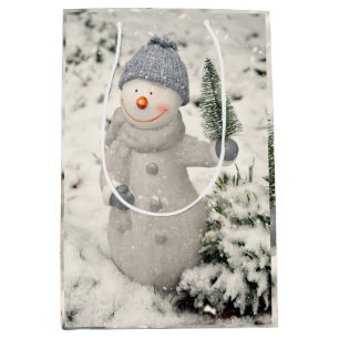 Weihnachtsfreude mit Smiling Snowman Mittlere Geschenktüte